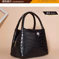 韩国鳄鱼皮化妆品包加厚牛津帆布包女手提包便当饭盒妈咪小布包 外拉链-鳄鱼皮黑色