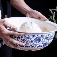老式和面盆陶瓷厨房活面瓷盆家用揉面发面晒酱盆陶瓷手工和面盆 30cm[青花]和面盆 无套餐