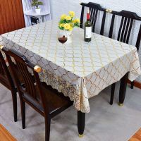 桌布防水防烫防油免洗餐桌布长方形茶几桌布布艺台布加厚桌布pvc 太阳花-金 60X60cm[边几布]
