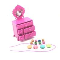 塑料化妆柜收纳盒卡通可爱小文具饰品化妆品头饰首饰盒文具盒 417化妆柜公主款 大红色1个