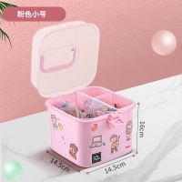 儿童发饰收纳盒学生少女心发夹头绳发卡橡皮筋整理盒子可爱首饰盒 少女粉[小号] 贴纸款
