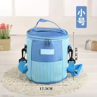 [送大冰袋]圆形大号保温饭盒袋铝箔饭盒包防水便当包保温桶袋 小号:蓝(送冰袋)
