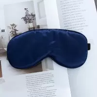 睡觉护眼罩睡眠遮光透气女男真丝可爱刺绣眼罩儿童学生睫毛舒适 藏青色(单个眼罩)