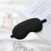 真丝眼罩男女通用睡眠遮光透气眼罩助眠学生冰敷热敷缓疲劳眼睛罩 遮光款[黑色]+耳塞