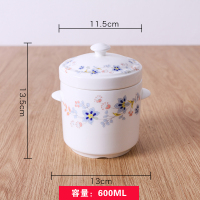 参盅隔水炖燕窝汤盅内胆骨瓷盅带盖双耳耐高温煲釉中彩微波炉适用 1号600毫升