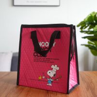 [日单可爱卡通大容量便当包饭盒袋 日式手提保冷保温午餐饭盒包 Snoopy红