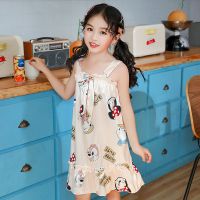 女童睡裙冰丝薄款夏季睡衣无袖小孩中大宝宝儿童公主风吊带家居服 13#迪士尼公主吊带裙 [小童]6码(建议90-100高)