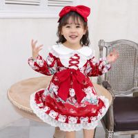 女童春秋冬装洛丽塔公主裙宝宝儿童lolita生日礼服日系萝莉连衣裙 红色 2005草莓熊 80