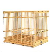 竹制靛颏竹子方笼鸟笼玉鸟相思鸟带配件鸟笼绣眼长笼方笼小号笼子 原色长方笼裸笼_