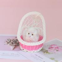 吊篮会叫仿真小猫咪兔子毛绒玩具动物公仔玩偶摆件儿童生日礼物 [不叫]吊篮小绵羊(人造毛材质)