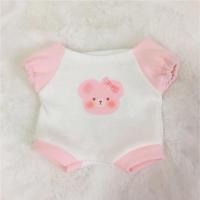 不含娃娃15cm 20cm娃衣可爱印花爬爬服明星公仔适用玩偶衣服 粉红色 15cm