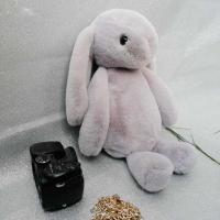 邦尼兔毛绒包包女斜跨双肩包学生儿童可零钱包爱玩偶公仔兔子耳朵 [浅灰色]邦尼兔