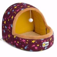 狗窝宠物窝猫窝四季通用可拆洗狗屋狗床狗垫两用狗帐篷泰迪比熊 紫色星星 小号适合2斤内狗3斤内猫