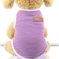 宠物背心棉质舒适夏款衣服条纹衫狗狗猫咪服装泰迪比熊宠物衣服 条纹背心紫色 XS