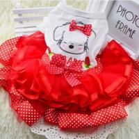 春夏新款 狗狗连衣裙 宠物蓬蓬水果裙 大小犬礼服用品服饰 娃娃蓬蓬裙大红色 XS(适合2-3斤)