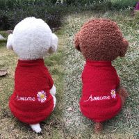 新年狗狗棉衣服宠物加厚两脚泰迪比熊春夏保暖小型犬过年喜庆秋款 A2 小雏菊 大学红 XS+建议1.5-2.5斤