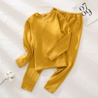 德绒儿童保暖内衣套装睡衣冬加厚套装自发热恒温男童女童秋衣秋裤 黄色套装 100(85-100cm)