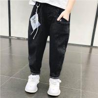 童装男童牛仔裤春秋冬款2020款男孩洋气中大童儿童休闲宽松长裤潮 黑色单裤 100