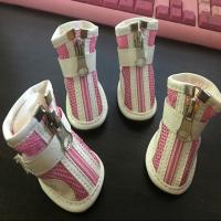 KBL拉链宠物狗狗鞋子金毛大型犬比熊泰迪小狗鞋子透气耐穿8901 粉色 1号