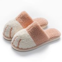 可爱情侣拖鞋冬季少女心室内保暖防滑家用猫爪棉拖居家毛绒毛毛拖 粉色 36/37码
