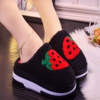 棉拖鞋女包跟厚底高跟韩版可爱猫咪蝴蝶结拖鞋冬棉鞋保暖外穿女鞋 118黑色 36/37码