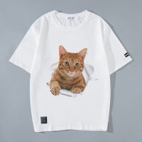 夏季休闲短袖t恤男女创意3D立体动漫衣服呆萌猫日系猫咪打底衫潮 1 XS