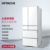 日立(HITACHI)真空保鲜日本原装进口自动制冰水晶玻璃高端电冰箱R-WX690KC 670升水晶白