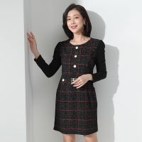 雪暖中老年春秋季连衣裙女妈妈装春装洋气休闲显瘦裙子中长款 XN14979955红色 XL 建议80-110斤