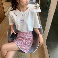 棉2020夏季新款花木兰漫画印花短袖T恤女宽松ins日系慵懒风上衣潮 白色(棉质) 3XL
