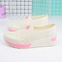 夏季白色护士凉鞋女包头坡跟厚底洞洞鞋塑胶凉鞋女增高防滑妈妈鞋 白色 35