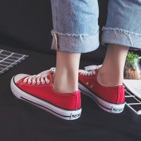 格子帆布鞋女一脚蹬ins潮鞋懒人鞋原宿百搭黑白格子学生韩版复古 红色经典[优质款]A01 收藏店铺优先发货