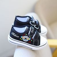 春秋季1-3-7岁儿童帆布鞋男童鞋女童宝宝幼儿园懒人布鞋休闲板鞋 A22黑色 普通底 21码数内长13.5cm