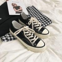 高帮帆布鞋女学生韩版ulzzang2021年夏秋新款百搭布鞋流行板鞋子 低帮黑 35