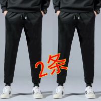 夏季裤子男休闲裤薄款工装裤潮牌宽松学生韩版潮流百搭九分束脚裤 K00黑色+K00黑色[2条薄款] S