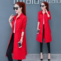 2020春秋季流行新款女装英伦风矮小个子大衣薄款外套中长款风衣女 红色[无里布] M