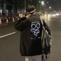 春秋季灯芯绒外套男韩版ins潮牌港风复古百搭潮流宽松棒球服夹克 黑色(2011) S