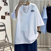 胖胖哥男装2021新款短袖t恤男情侣装韩版潮流宽松印花半袖体恤衫 白色 S(90-100斤)