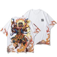 国潮2021新款学生韩板ins加肥加大码宽松胖子男装t恤白色体恤男土 [白色-火神] [4XL码200斤-220斤]