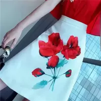 女神范套装女2021夏季新款轻熟名媛时尚披肩衬衫印花半身裙两件套 单件半身裙 M [建议105斤以下]