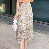 雪纺套装裙女2021夏季新款时尚洋气短上衣碎花半身裙两件套连衣裙 碎花半身裙 S 100斤以下