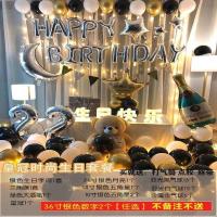 过生日快乐男生18岁成人黑色黑白气球装饰生日派对室内布置套餐邮 皇冠时尚豪华生日套餐[36寸数字备注]