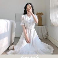 2021夏季新款韩版流行裙子桔梗法式复古气质仙女小香风白色连衣裙 白色 XS 建议70—80斤