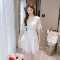 连衣裙2021新款韩版超仙森系女夏装收腰显瘦时尚气质女神雪纺裙子 白色 S