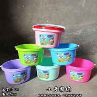 厂家直销儿童沙滩玩具批发塑料宝宝戏水玩沙手提桶挖沙工具铲耙子 小号圆桶 2个