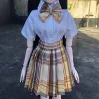 罗丽百褶裙bjd3分4分6分jk制服60cm叶衬衫娃娃衣服[8月31日发完] 山吹[衬衫+百褶裙+领结] 3分/适合60