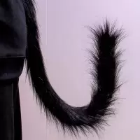 COS动漫展手作狼尾巴猴尾长毛绒猫尾巴女仆道具猫娘仿真毛绒兽尾 黑色