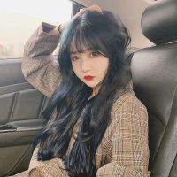 假发女长卷发空气刘海大波浪自然逼真蓬松水波纹卷发及腰自然长发 自然黑送发网发卡