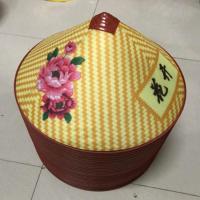 塑料防雨大檐斗笠帽男钓鱼帽农民干活遮阳雨帽舞蹈演出道具帽女 直径42cm 牡丹花字帽随机发 55-58cm头围