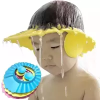 [宝宝必备神器]带护耳可调节宝宝洗头帽子 小孩防水帽洗澡帽 单个颜色随机