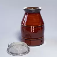 陶瓷艾灸罐家用面部桃花灸刮痧祛湿艾灸盒美容院紫砂双层艾灸仪器 陶瓷罐 单罐